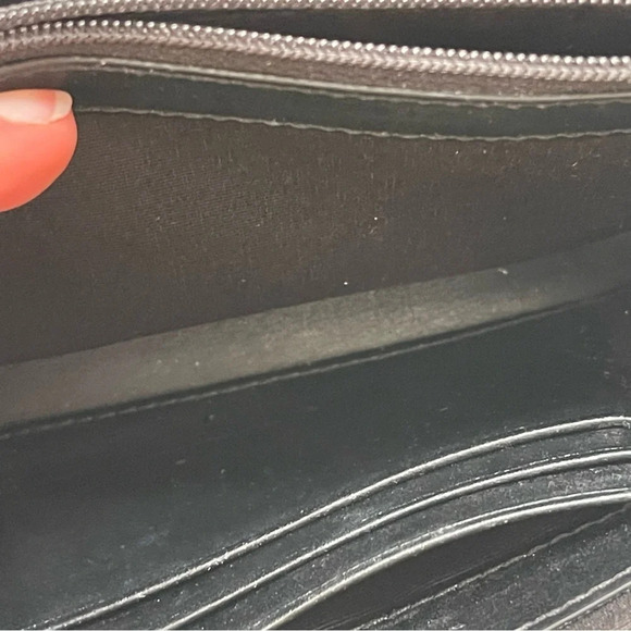 Marc Jacobs Empire City Leather Wallet Crossbody Bag grey-blue silver chain - Picture 7 of 11